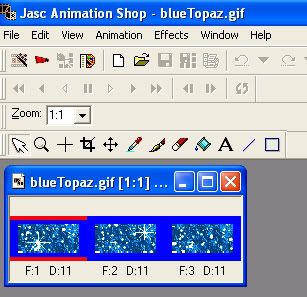 Go to files, Jasc products, launch animation shop. Once in animation shop, open your glitter fill file. It should have a few frames, usually about 3.