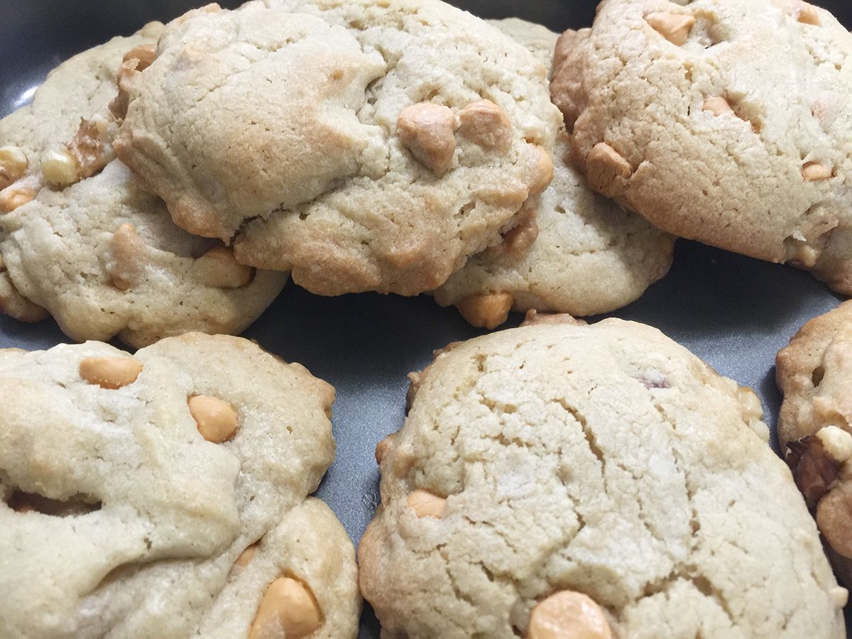 Butterscotch chip and walnut cookies