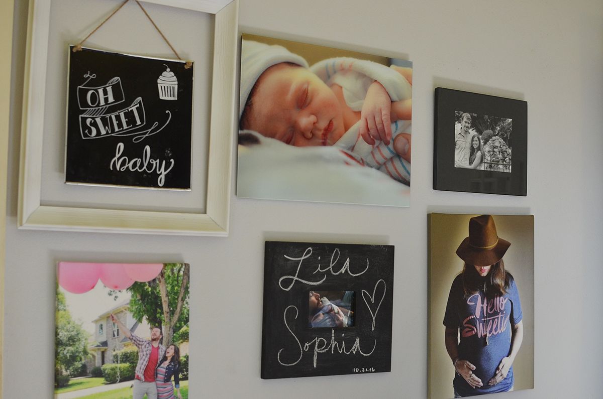 Family photo wall with glass prints from Fracture