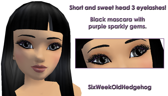 purple sparkly head 3 eyelashes