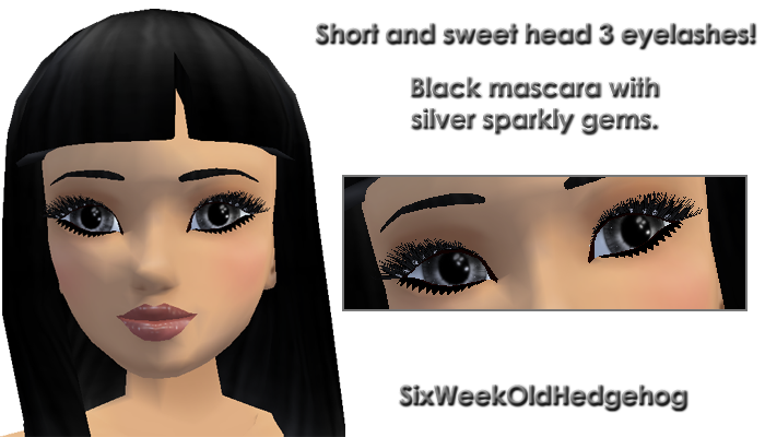 silver sparkly head 3 lashes