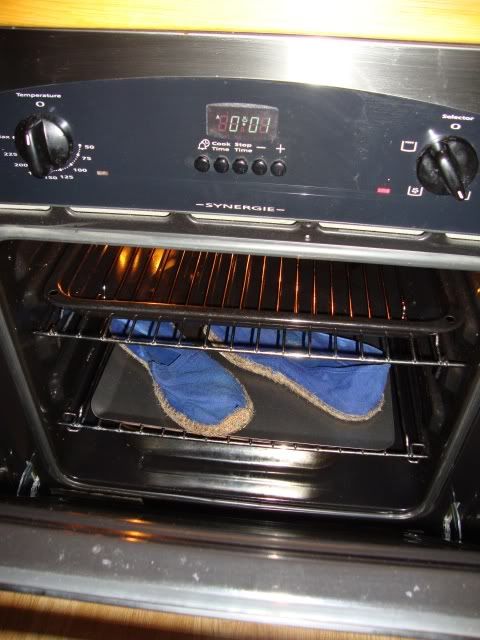 shoes in oven