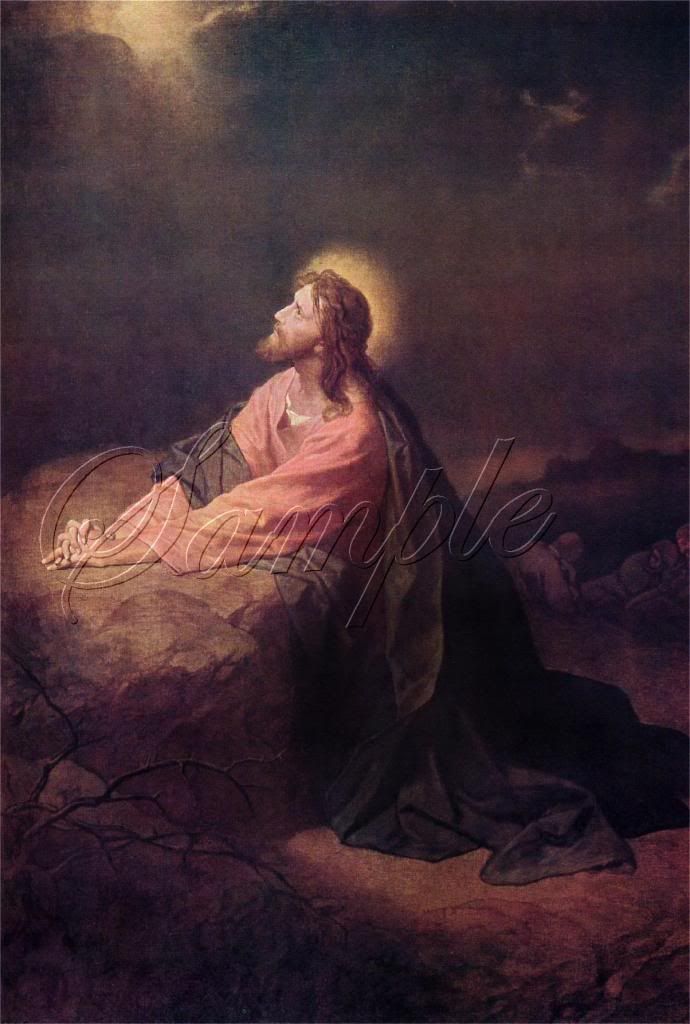 VINTAGE JESUS CHRIST RELIGIOUS PRAYER GETHSEMANE EASTER CANVAS ART
