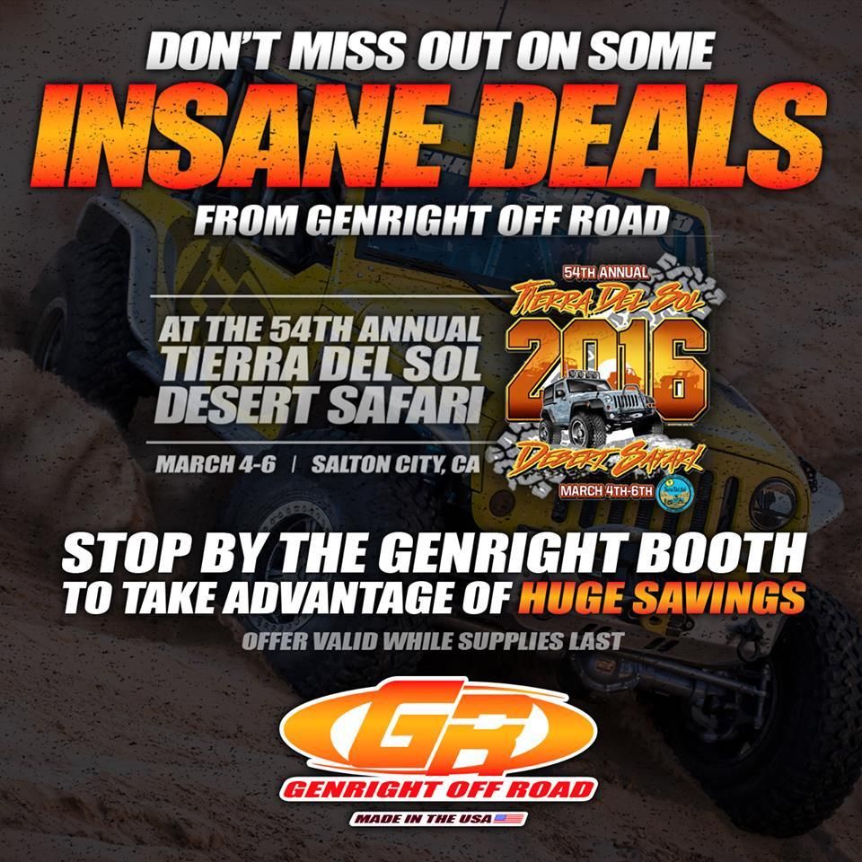 GenRight Off Road Tierra Del Sol 3/4 3/6 Special Deals! Pirate 4x4