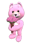 Pretty Pink cute teddy bear animated pixel gif flowers boquet roses Pictures, Images and Photos