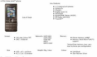 Sony Ericsson K770i Specification
