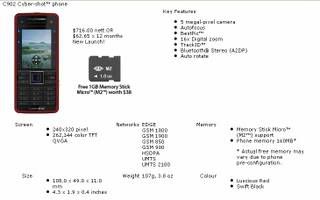 Sony Ericsson C902 Specification