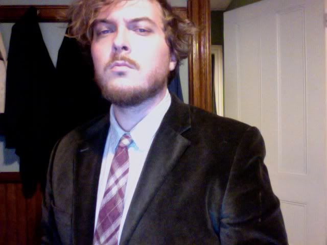 jacket is velvet, tie is linen