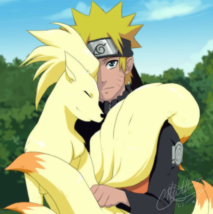 naruto and nine tails.