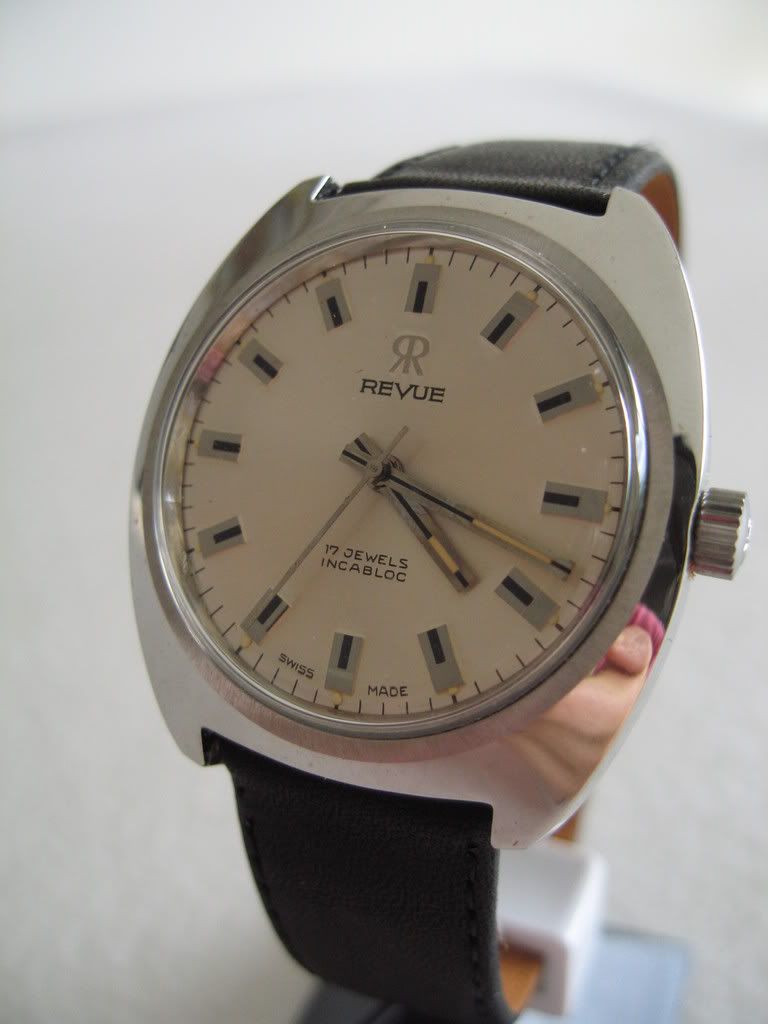 New Vintage Revue Steel Swiss Mens Watch 1960'S  