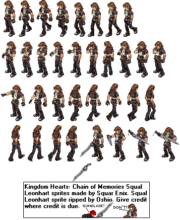 Leon(Squall) Sprite List From KH:COM gif by GageCoalbrace | Photobucket