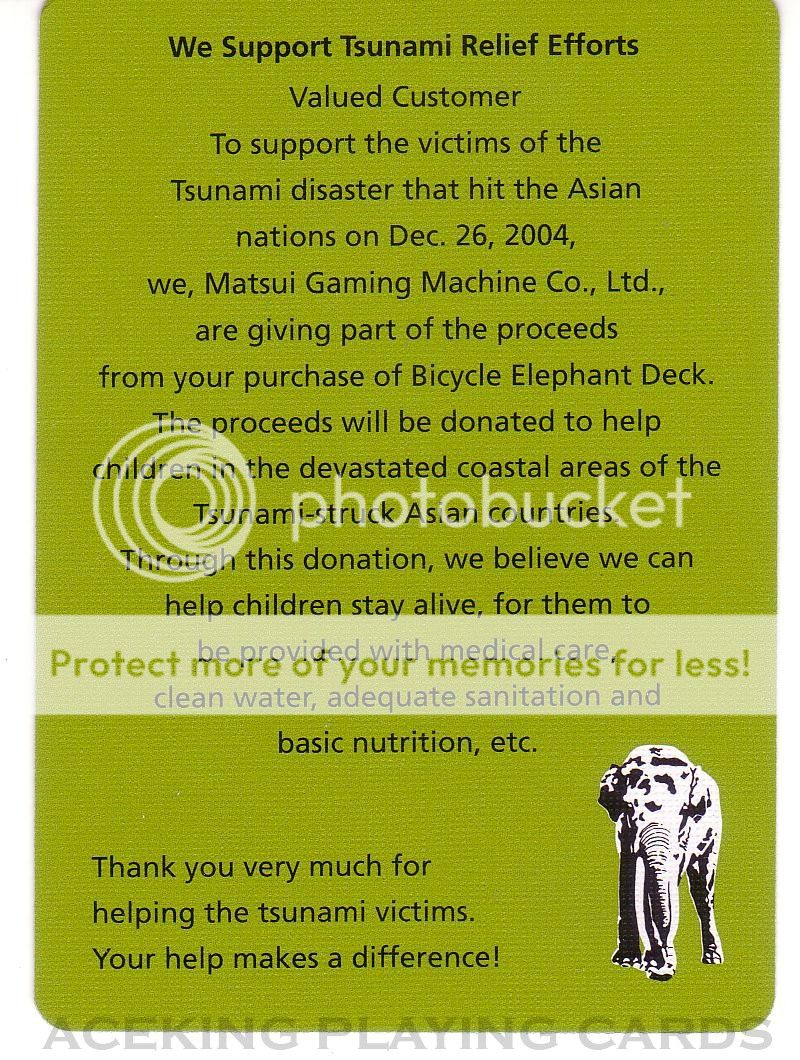 Bicycle Elephant Tsunami playing cards 1st Printing  