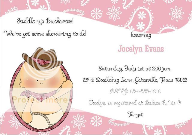 24 Little Cowboy/Cowgirl Baby Shower Invitations  