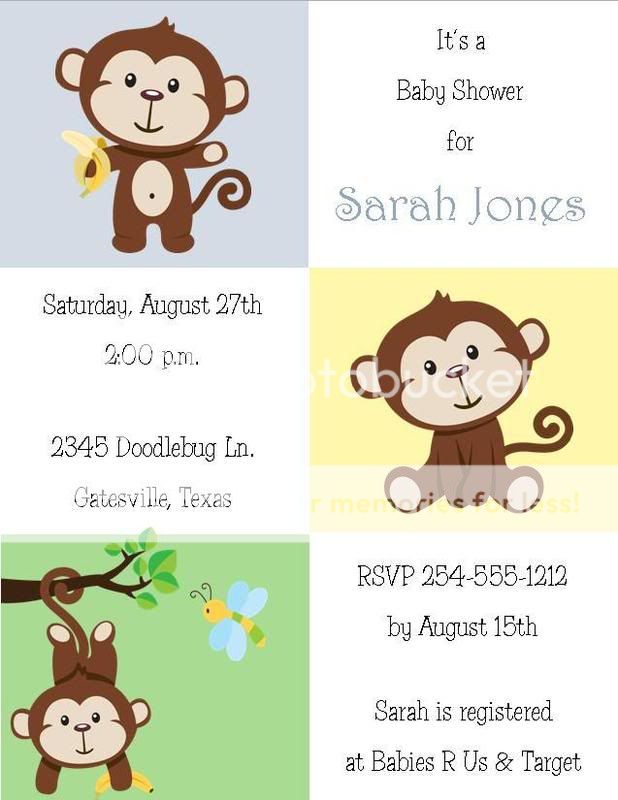 24 Sweet Little Monkey Baby Shower Invitations  