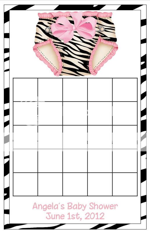 24 Zebra Diaper Baby Shower Bingo Cards  