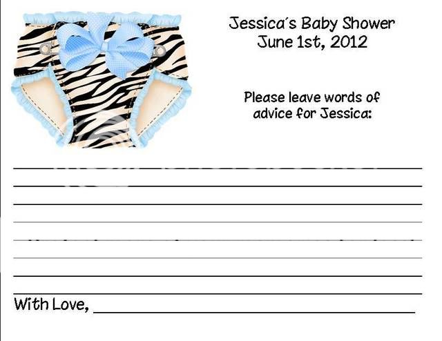 24 Zebra Diaper Baby Shower Advice Cards  