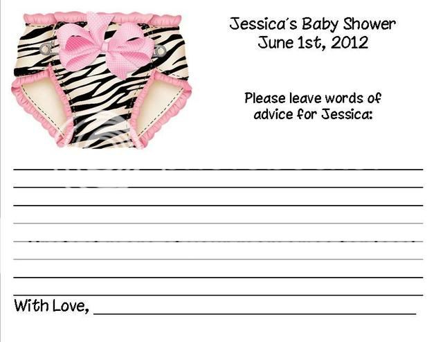 24 Zebra Diaper Baby Shower Advice Cards  